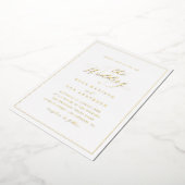 Elegant calligraphy gold and white wedding folie uitnodiging (Gedraaid)