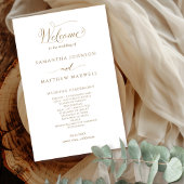Elegant Calligraphy Gold and White Wedding Program