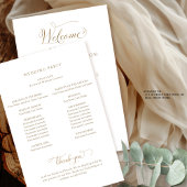 Elegant Calligraphy Gold and White Wedding Program