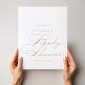 Elegant Calligraphy Gold Baby shower Welkom Poster