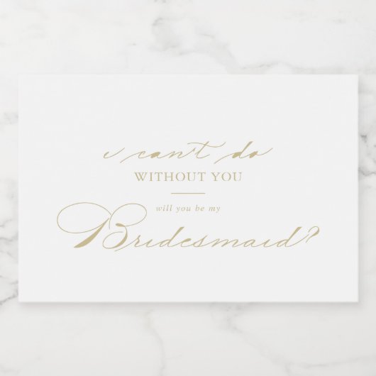 Elegant Calligraphy Gold Bridesmaid Voorstel Sparkling Wijnetiket (Enkel label)