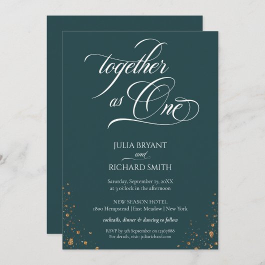 Elegant Calligraphy Gold Confetti minimalist Kaart (Voorkant / Achterkant)