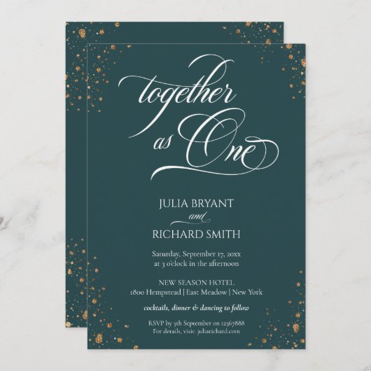 Elegant Calligraphy Gold Confetti minimalist Uitno Kaart (Voorkant / Achterkant)