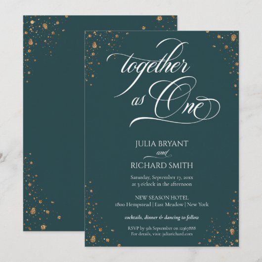 Elegant Calligraphy Gold Confetti minimalist Uitno Kaart (Voorkant / Achterkant)