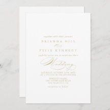 Elegant Calligraphy Gold Front & Back Wedding