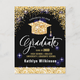 Elegant Calligraphy Gold Glitter Afstuderen Aankondigingskaart
