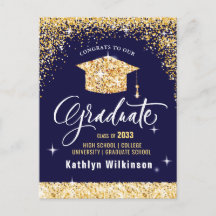 Elegant Calligraphy Gold Glitter Afstuderen