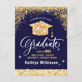 Elegant Calligraphy Gold Glitter Afstuderen Aankondigingskaart