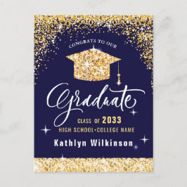 Elegant Calligraphy Gold Glitter Afstuderen Aankondigingskaart