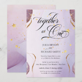 Elegant Calligraphy Gold Glitter Amethyst Moderne  Kaart