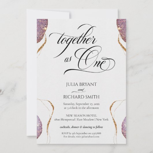 Elegant Calligraphy Gold Glitter Amethyst Moderne Kaart (Voorkant)