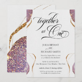 Elegant Calligraphy Gold Glitter Amethyst Moderne  Kaart