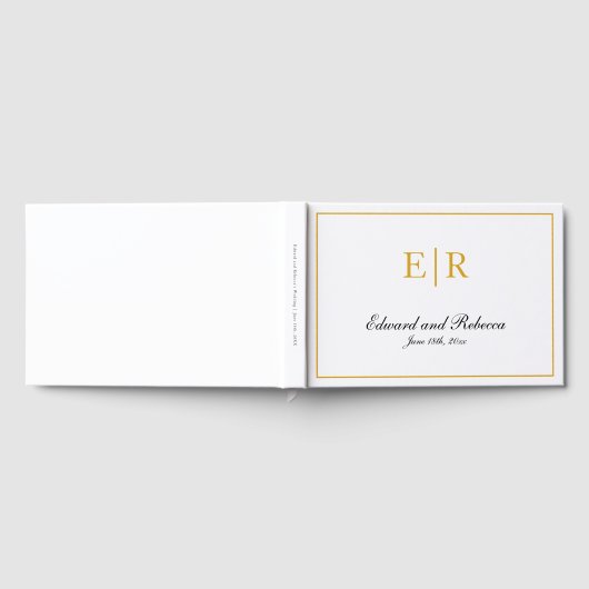 Elegant Calligraphy Gold Monogram Wedding Gastenboek (Volledig)