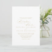 Elegant Calligraphy Gold Nuestra Boda Wedding Kaart (Staand voorkant)
