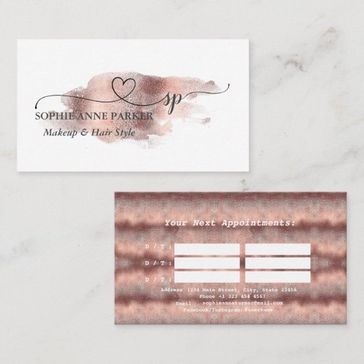 Elegant Calligraphy Gold Professional Monogram Afsprakenkaartje (Voorkant / Achterkant)