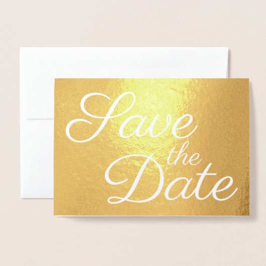 Elegant Calligraphy Gold Save the Date Folie Kaarten (Voorkant met envelop)