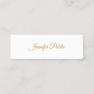 Elegant Calligraphy Gold Script Minimalist Plain Mini Visitekaartje
