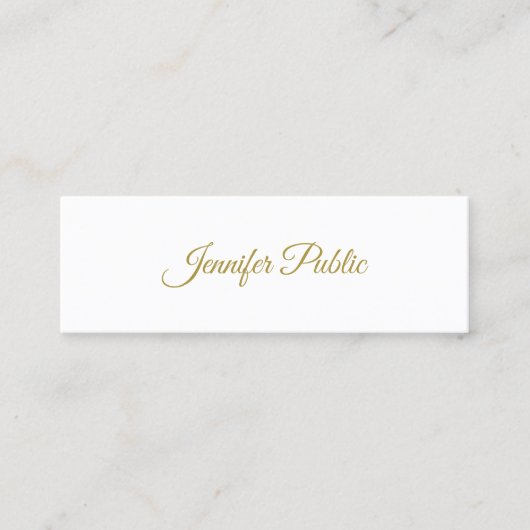 Elegant Calligraphy Gold Script Minimalist Plain Mini Visitekaartje (Voorkant)