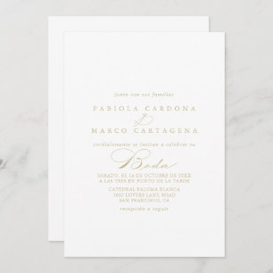 Elegant Calligraphy Gold Spanish Wedding  Kaart