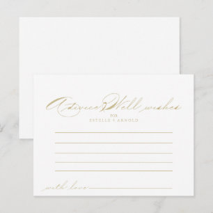 Elegant Calligraphy Gold Wedding Advice Card Briefkaart