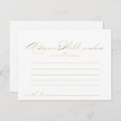 Elegant Calligraphy Gold Wedding Advice Card Briefkaart (Voorkant / Achterkant)