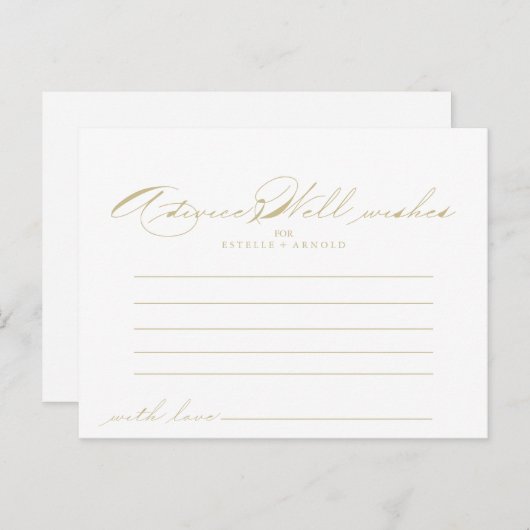 Elegant Calligraphy Gold Wedding Advice Card Briefkaart (Voorkant / Achterkant)
