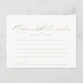 Elegant Calligraphy Gold Wedding Advice Card Briefkaart (Voorkant)