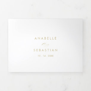 Elegant Calligraphy Gold Wedding Drieluik Uitnodiging