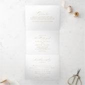 Elegant Calligraphy Gold Wedding Drieluik Uitnodiging (Binnen)
