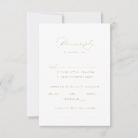 Elegant Calligraphy Gold Wedding Menu Keuze RSVP (Voorkant)