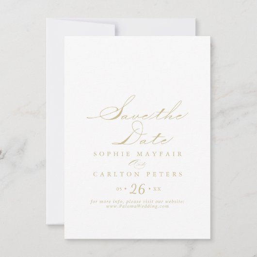 Elegant Calligraphy Gold Wedding Save the Date (Voorkant)