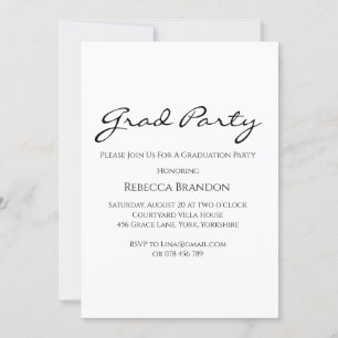 Elegant Calligraphy Graduation Party Invitation Kaart