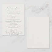 Elegant Calligraphy Gray Floral Waterverf - Gegeve Informatiekaartje (Voorkant / Achterkant)