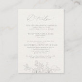 Elegant Calligraphy Gray Floral Waterverf - Gegeve Informatiekaartje (Voorkant)