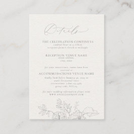 Elegant Calligraphy Gray Floral Waterverf - Gegeve Informatiekaartje