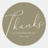 Elegant Calligraphy Green Bedankt Ronde Sticker (Voorkant)