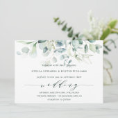 Elegant Calligraphy Green Foliage Wedding Kaart (Staand voorkant)