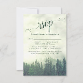Elegant Calligraphy Green Mountain Pines Wedding RSVP Kaartje