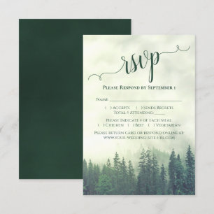 Elegant Calligraphy Green Mountain Pines Wedding RSVP Kaartje
