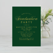 Elegant Calligraphy Green Photo Graduparty Folie Uitnodiging (Staand Voorkant)