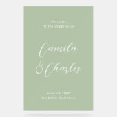Elegant Calligraphy Green Wedding Welcome  Acryl Bord (Voorkant)