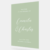 Elegant Calligraphy Green Wedding Welcome  Acryl Bord (Hoek)