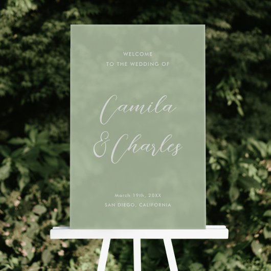 Elegant Calligraphy Green Wedding Welcome  Acryl Bord
