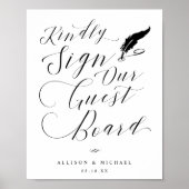 Elegant Calligraphy Guest Board Wedding Sign Poster (Voorkant)
