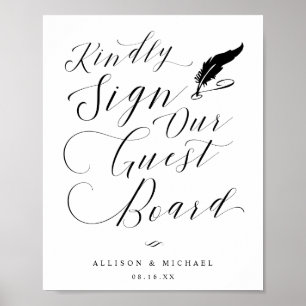 Elegant Calligraphy Guest Board Wedding Sign Poster