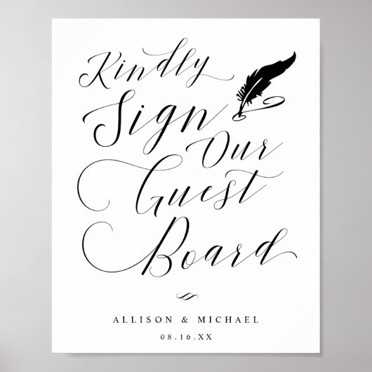 Elegant Calligraphy Guest Board Wedding Sign Poster (Voorkant)