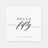 Elegant Calligraphy Hello 50 Birthday Personalized Servet (Voorkant)