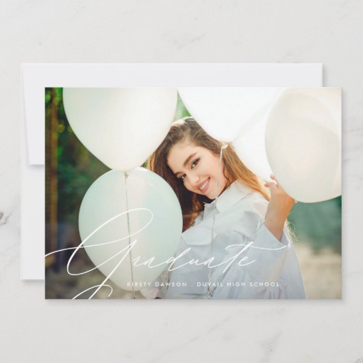 Elegant Calligraphy High School 2 Foto afstuderen Aankondiging (Voorkant)