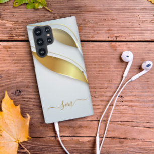 Elegant Calligraphy Initialen Gold White Samsung Galaxy Hoesje