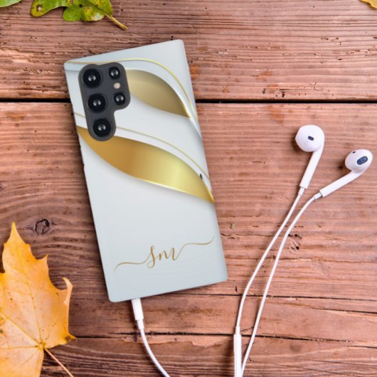 Elegant Calligraphy Initialen Gold White Samsung Galaxy Hoesje